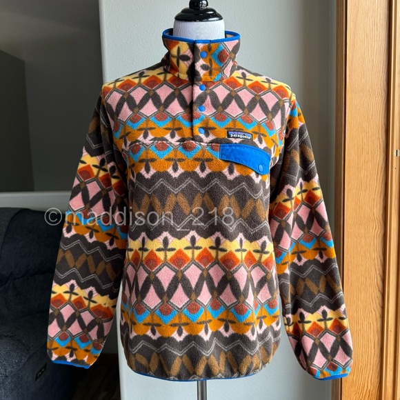 Patagonia Synchilla Snap-T Fleece Small Companions Big Anthos Pink Brown S - Picture 2 of 11